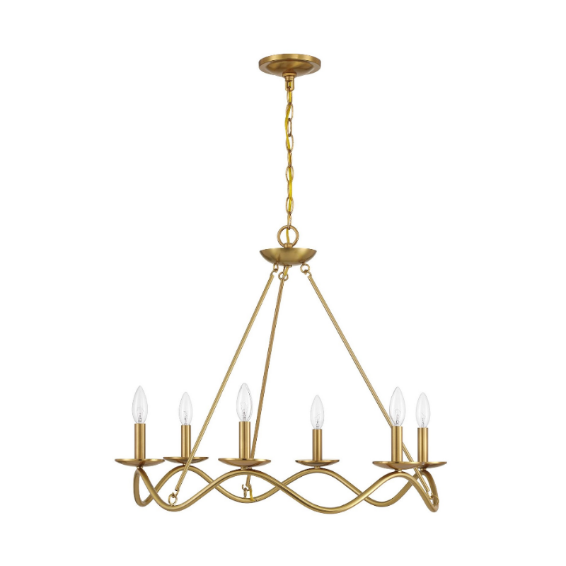 Savoy House M100137 6-lt 28" LED Chandelier - Natural Brass
