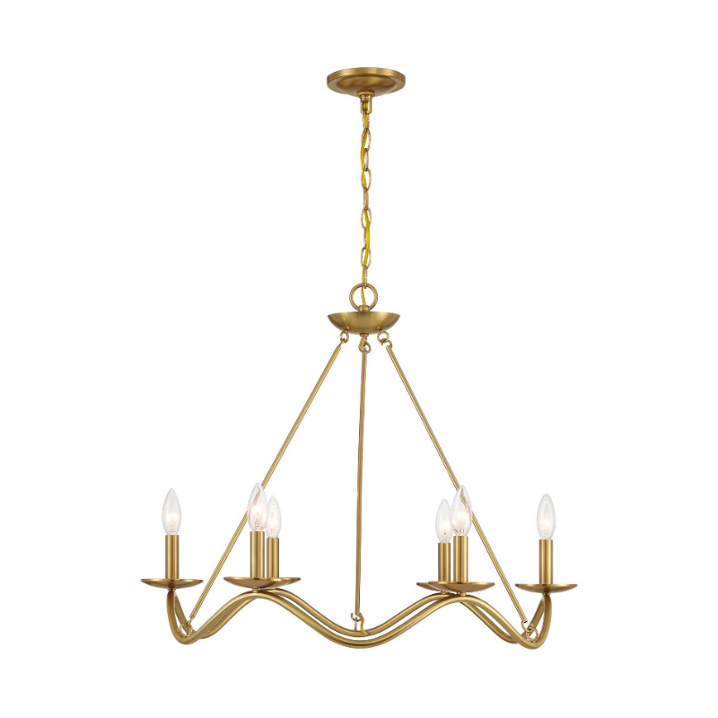 Savoy House M100137 6-lt 28" LED Chandelier - Natural Brass