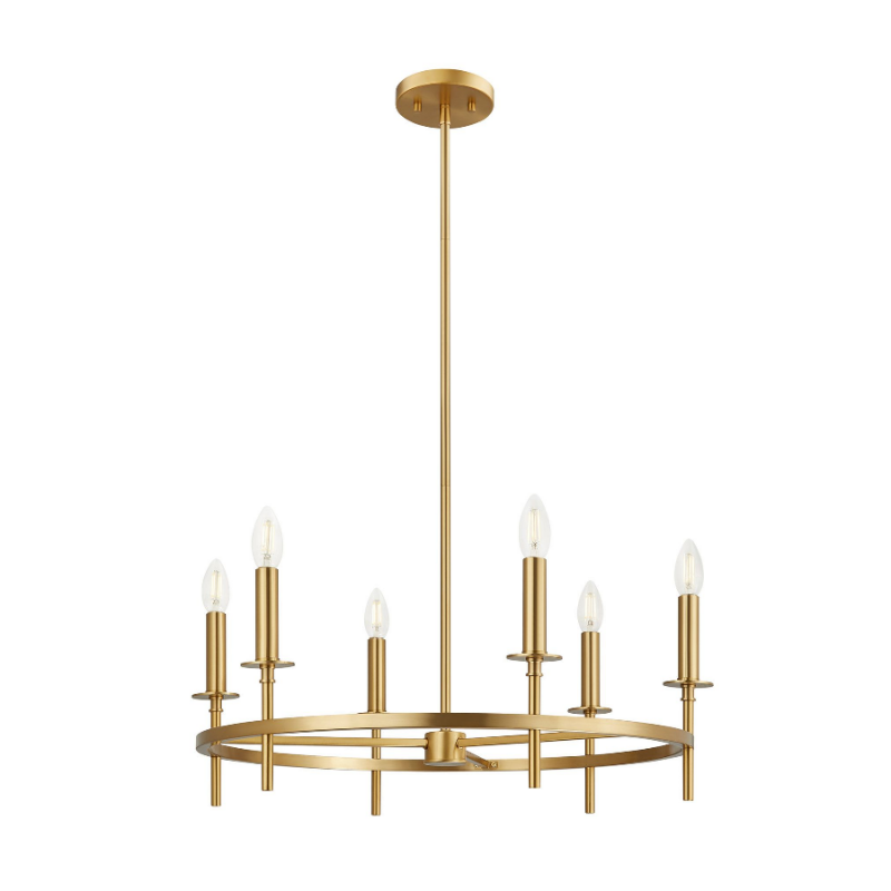 Savoy House M100140 6-lt 25" LED Chandelier - Natural Brass
