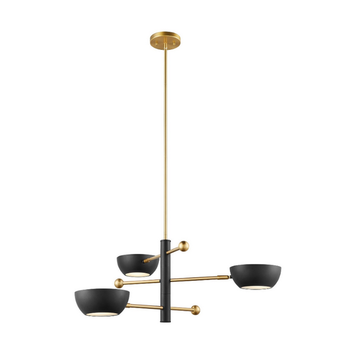 Savoy House M100143 3-lt 34" LED Chandelier - Matte Black/Natural Brass