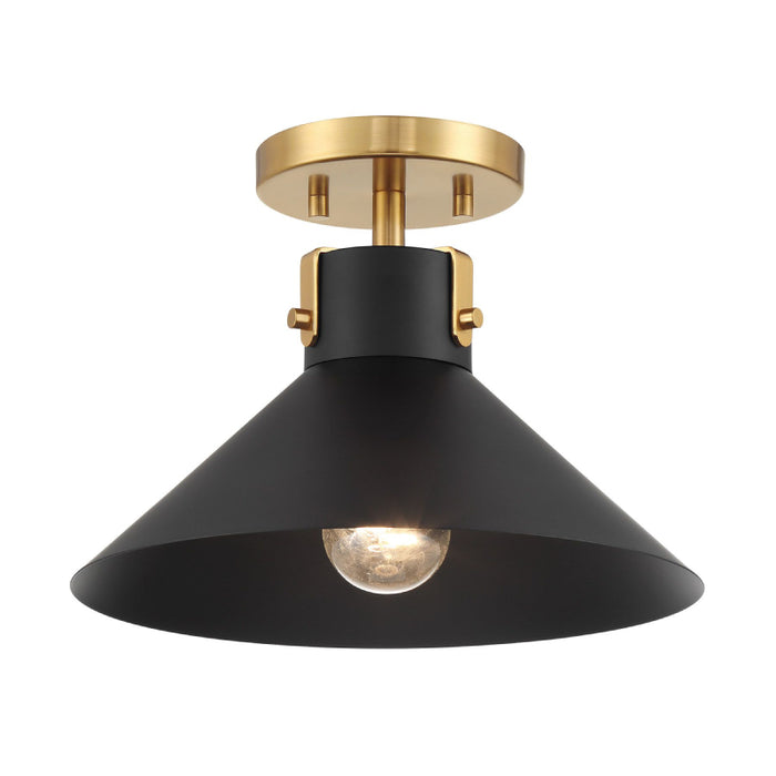 Savoy House M60078 1-lt 12" Semi-Flush Mount - Matte Black/Natural Brass