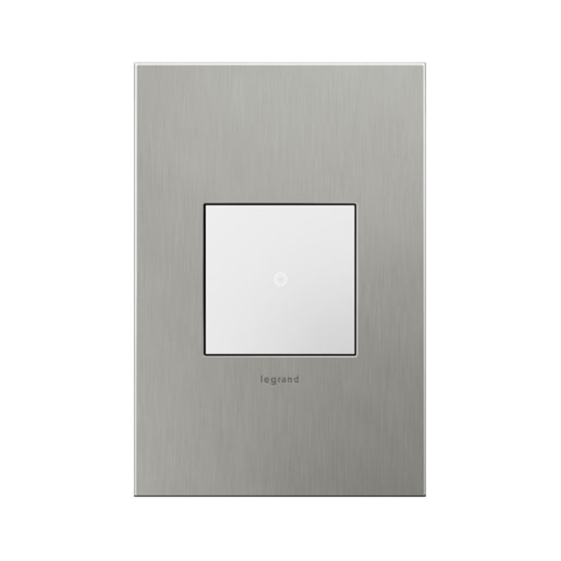 Adorne AWC Screwless Wall Plate, Brushed Stainless Steel - 1 Gang