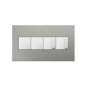 Adorne AWC Screwless Wall Plate, Brushed Stainless Steel - 4 Gang