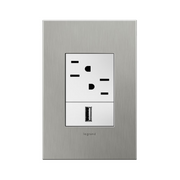 Adorne AWC Screwless Wall Plate, Brushed Stainless Steel - 1+ Gang
