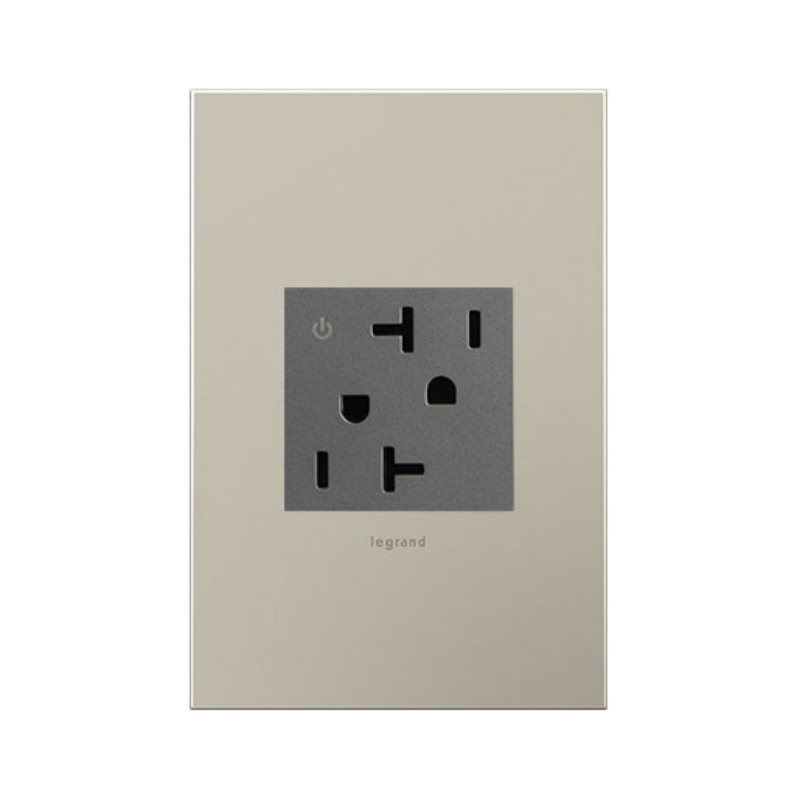 Adorne ARCD202 20A Tamper-Resistant Dual-Controlled Outlet, 125V - Magnesium