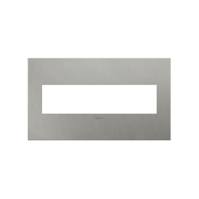 Adorne AWC Screwless Wall Plate, Brushed Stainless Steel - 4 Gang
