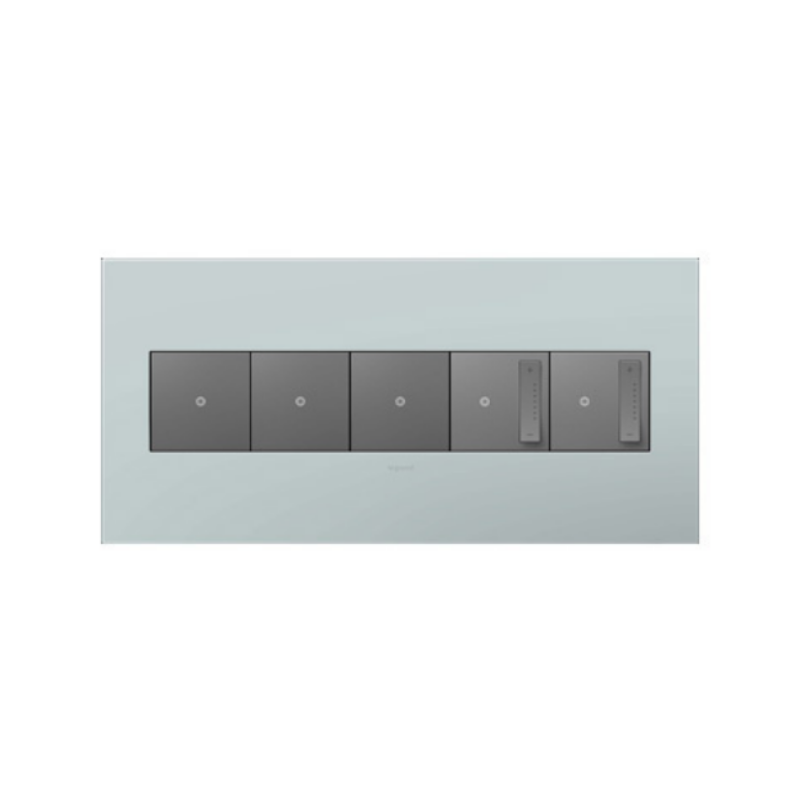 Adorne AWP Screwless Wall Plate with Microban, Pale Blue - 5 Gang