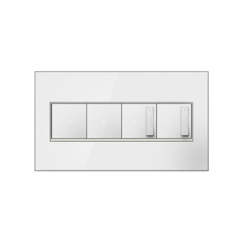 Adorne AWM Screwless Wall Plate, Mirror White - 4 Gang