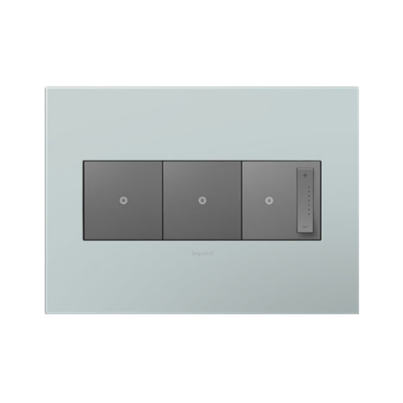 Adorne AWP Screwless Wall Plate with Microban, Pale Blue - 3 Gang