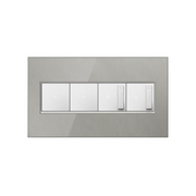 Adorne AWM Screwless Wall Plate, Brushed Stainless - 4 Gang