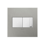 Adorne AWC Screwless Wall Plate, Brushed Stainless Steel - 2 Gang