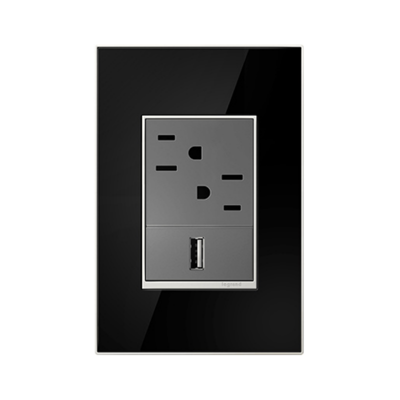 Adorne AWM Screwless Wall Plate, Mirror Black - 1+ Gang