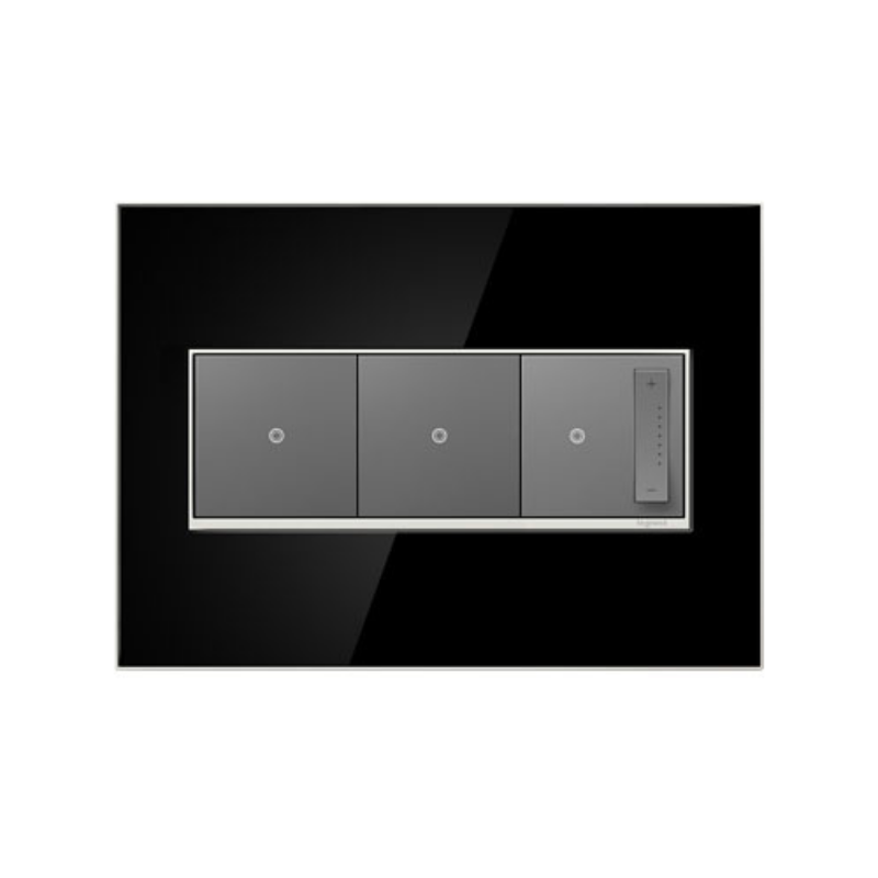 Adorne AWM Screwless Wall Plate, Mirror Black - 3 Gang