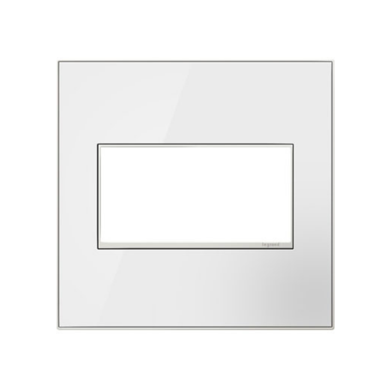 Adorne AWM Screwless Wall Plate, Mirror White on White - 2 Gang