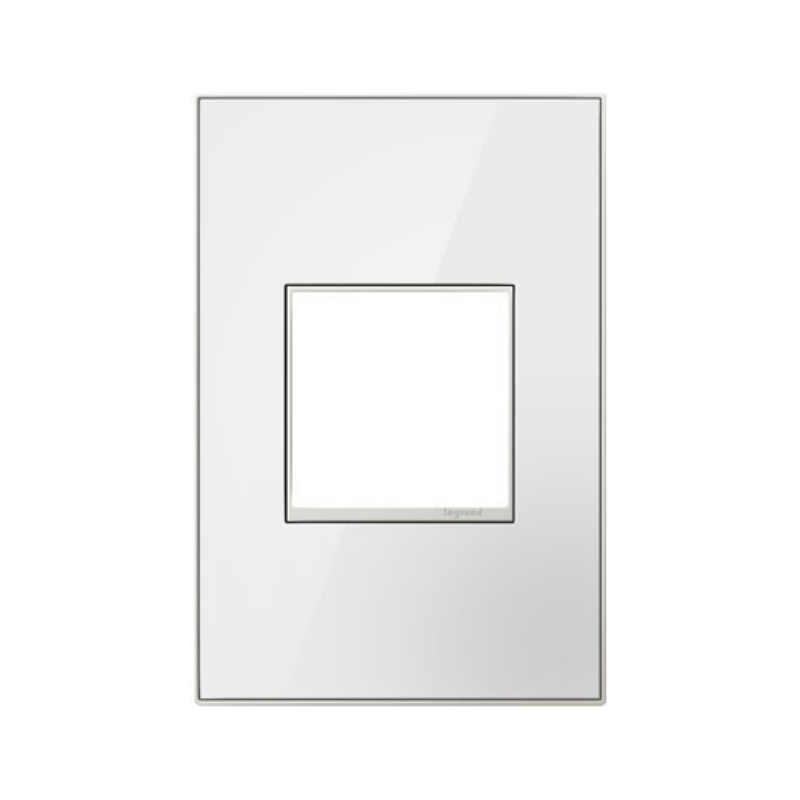 Adorne AWM Screwless Wall Plate, Mirror White on White - 1 Gang
