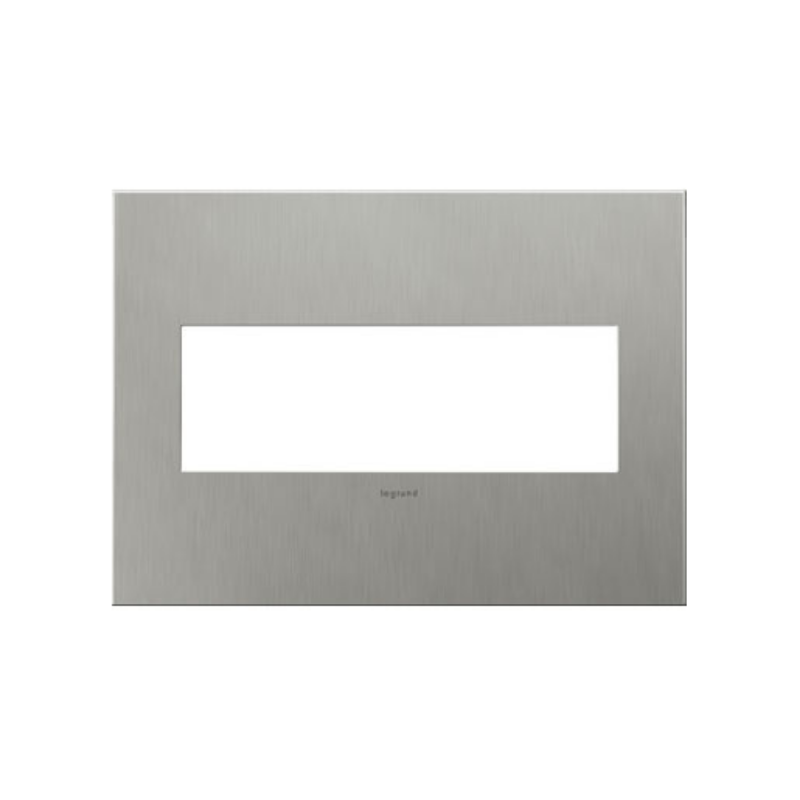 Adorne AWC Screwless Wall Plate, Brushed Stainless Steel - 3 Gang