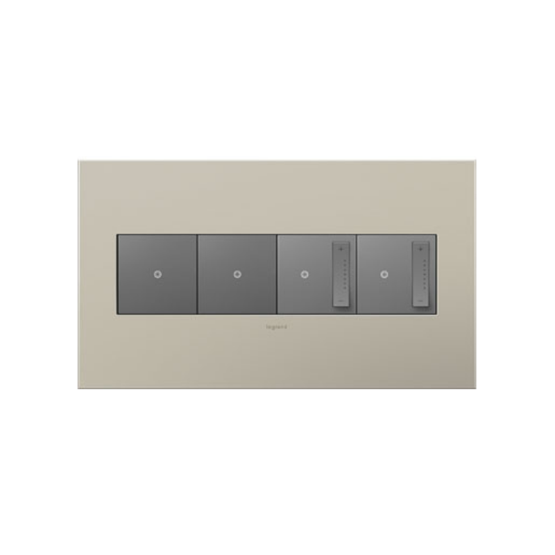 Adorne AWC Screwless Wall Plate, Satin Nickel - 4 Gang