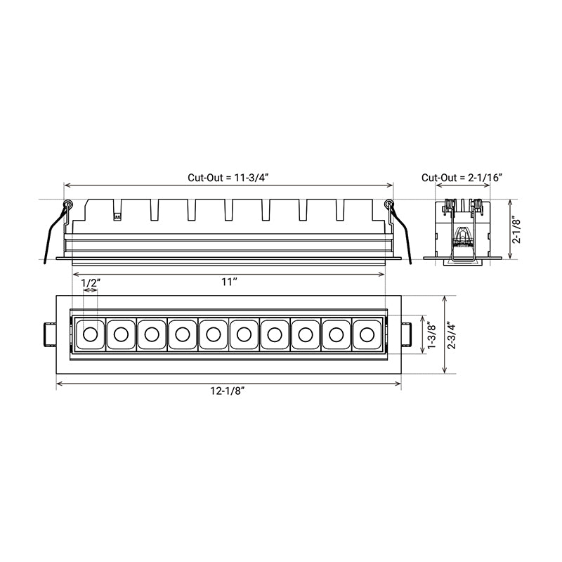 Elite MR-F-ADJ-10 Micro Series 10-Module Recessed Adjustable Accent, 40° Beam