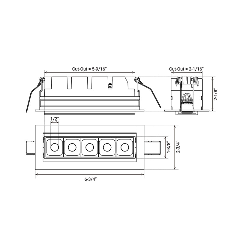 Elite MR-F-ADJ-5 Micro Series 5-Module Recessed Adjustable Accent, 40° Beam