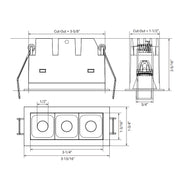 Elite MR-F-D-3 Micro Series 3-Module Recessed Downlight, 40° Beam