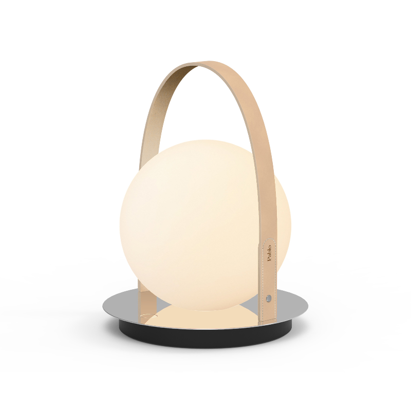 Pablo Designs Bola LED Lantern - Tan/Chrome