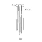 Dals PDLED120-8 8-lt 26" LED Cylindrical Pendant Round Cluster, 3CCT Selectable