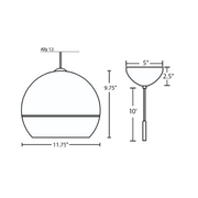 Besa 1JC-ALLY12 Ally 1-lt 12" LED Pendant, Cord Fixture with Dome Canopy