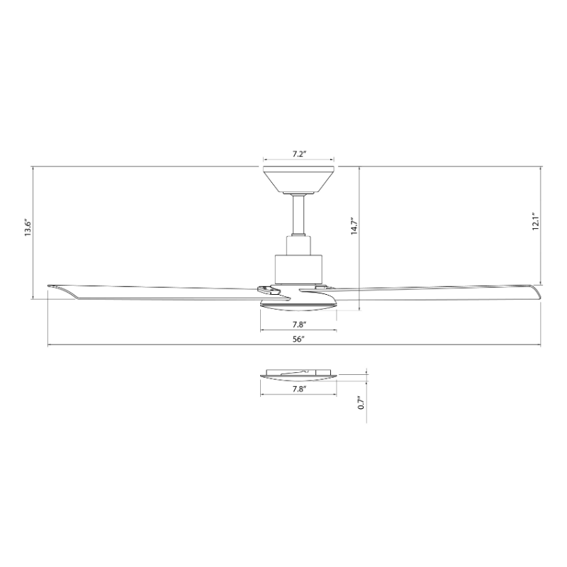 WAC F-103L Flair 56" Outdoor Smart Ceiling Fan with LED Light Kit, 4CCT Selectable