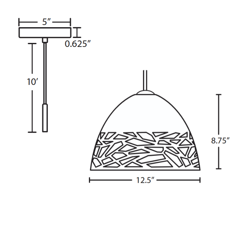 Besa 1JT-KIEV Kiev 1-lt 13" LED Pendant, Cord Fixture with Flat Canopy