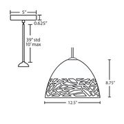Besa 1TT-KIEV Kiev 1-lt 13" LED Pendant, Stem Fixture