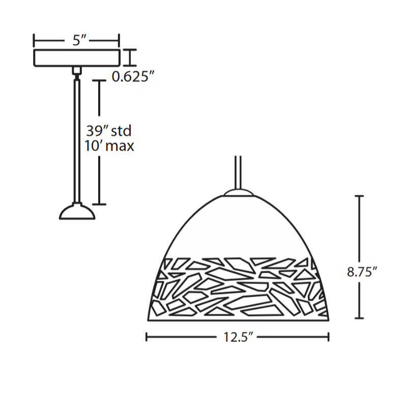 Besa 1TT-KIEV Kiev 1-lt 13" LED Pendant, Stem Fixture