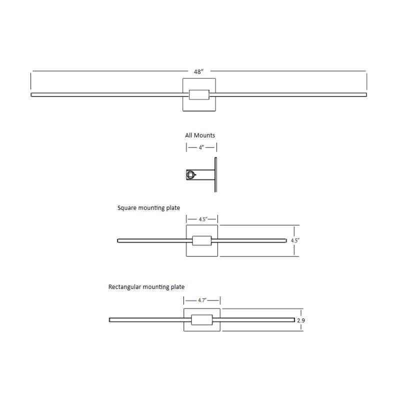Koncept ZBW-48 Z-Bar 48" LED Wall Sconce, Center Mount