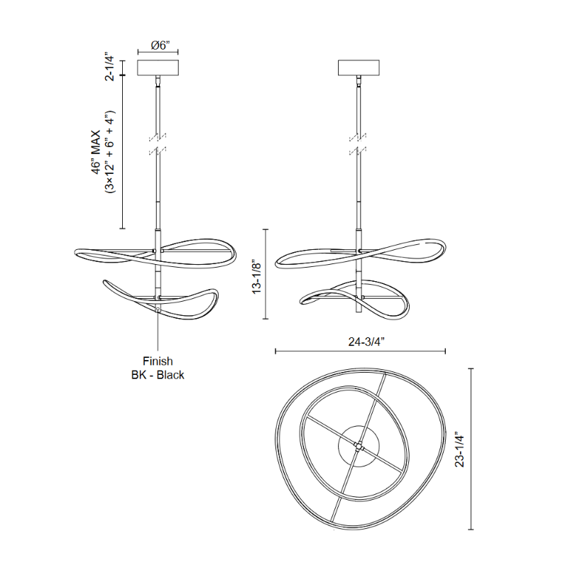 Kuzco PD96424 Collide 2-lt 25" LED Pendant