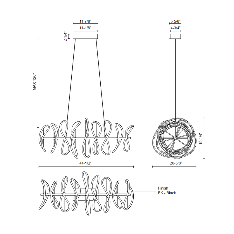 Kuzco CH96442 Collide 45" LED Chandelier