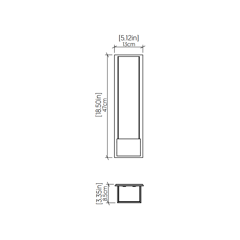 Accord 465 Clean 2-lt 19" Tall LED Wall Light, E26 Base