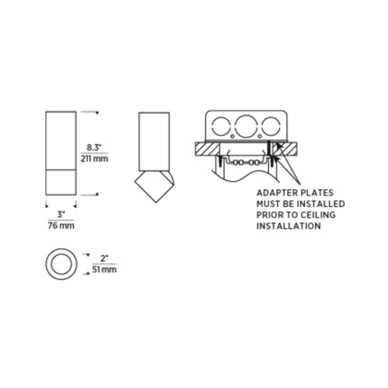 Element ENCY3R ENTRA 3" 12W Adjustable LED Cylinder, Warm Dim, Flush Mount