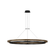 Visual Comfort SLCH30030 Grace 65 1-lt 65" LED Chandelier - Matte Black/Weathered Oak
