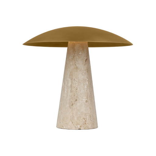 Visual Comfort SLTB34327 Aegis 1-lt 18" LED Table Lamp - Natural Brass/Natural Travertine