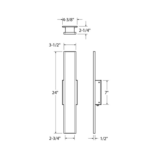 Dals SWS24-CC Gemini 24" Tall LED Outdoor Wall Sconce, 5CCT Selectable