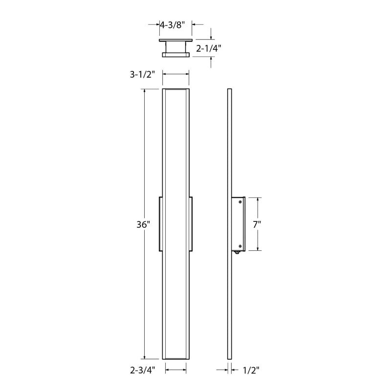 Dals SWS36-CC Gemini 36" Tall LED Outdoor Wall Sconce, 5CCT Selectable