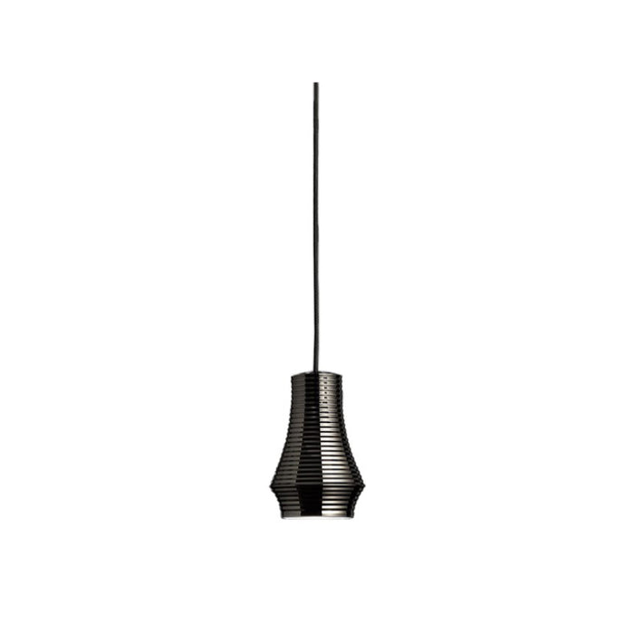 Bover Tibeta 01 1-lt 5" LED Pendant-Black Chrome/Black Fabric