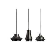 Bover Tibeta Set 3 3-lt 28" LED Pendant-Black Chrome/Black Fabric
