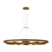 Visual Comfort SLCH30030 Grace 65 1-lt 65" LED Chandelier - Natural Brass/Weathered Oak