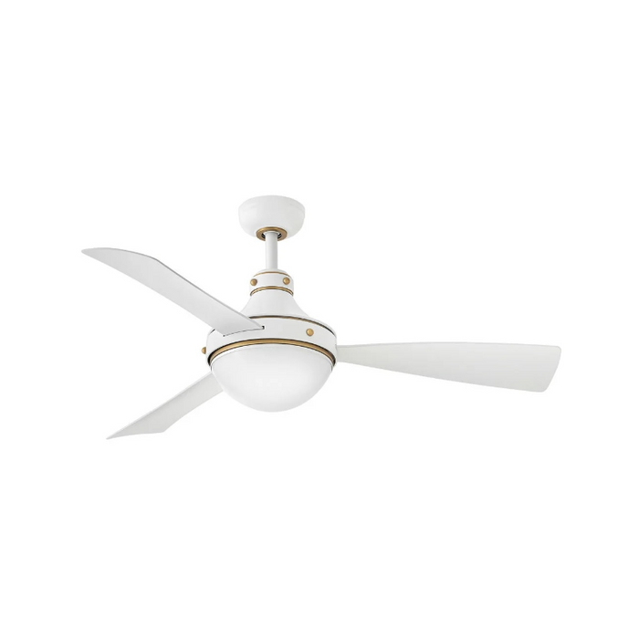 Hinkley 905950F Oliver 50" Ootdoor Ceiling Fan with LED Light Kit - Matte White with Heritage Brass accents