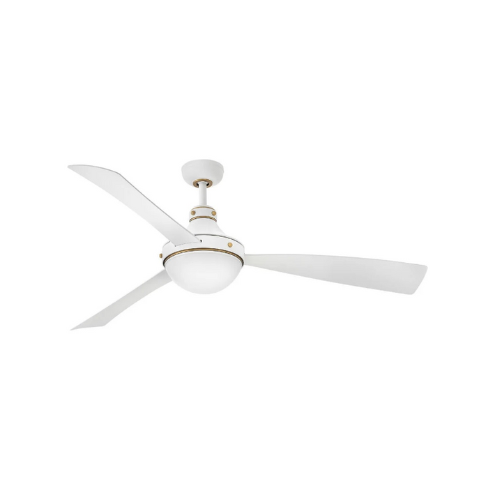 Hinkley 905962F Oliver 62" Ootdoor Ceiling Fan with LED Light Kit - Matte White with Heritage Brass accents