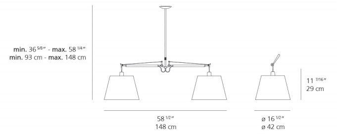 Artemide Tolomeo 17" Double Shade Suspension Light