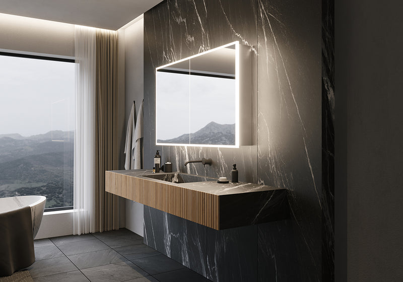Paris Mirror Cabinet Galaxy 48 x 28 Rectangle LED Illuminated Mirror Cabinets
