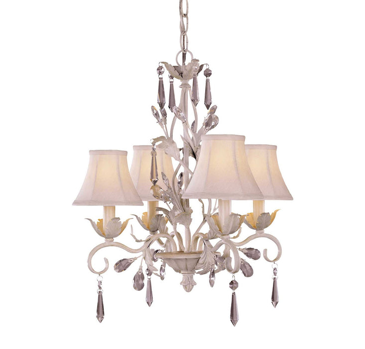 Savoy House 4-lt Mini Chandelier, Distressed Snow White - OPEN BOX RETRUN