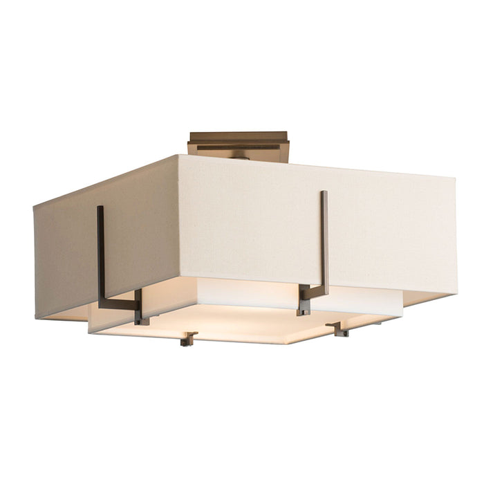 Hubbardton Forge 126507 Exos 2-lt 17" Square Small Double Shade Semi-Flush