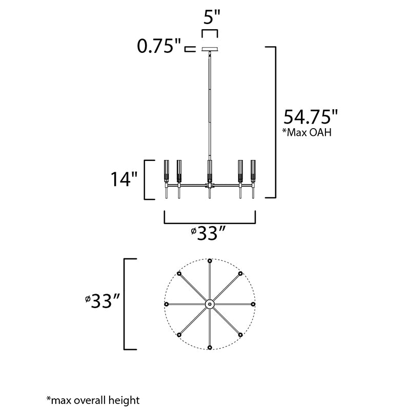 Maxim 16128 Flambeau 8-lt 33" LED Chandelier